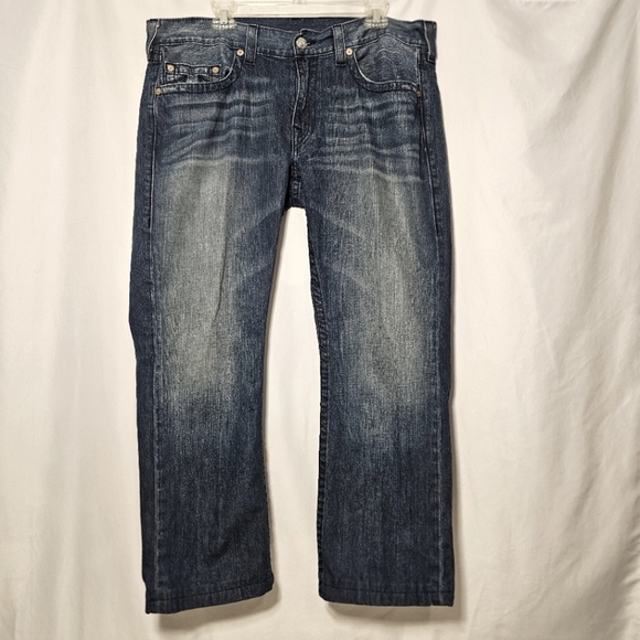 True Religion Mens Blue Denim Straight Leg 5-Pocket Jeans Size 38 x 29 - Picture 1 of 10